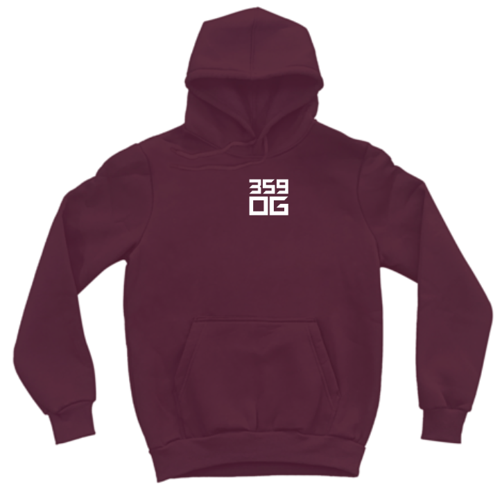 359OG Oversized Hoodie - Тъмно червено