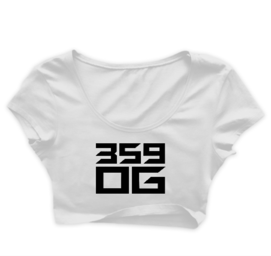 бял кроп топ 359OG, лого отпред