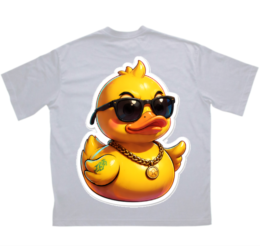 бяла oversized тениска 359OG Boss Duck, принт на гърба