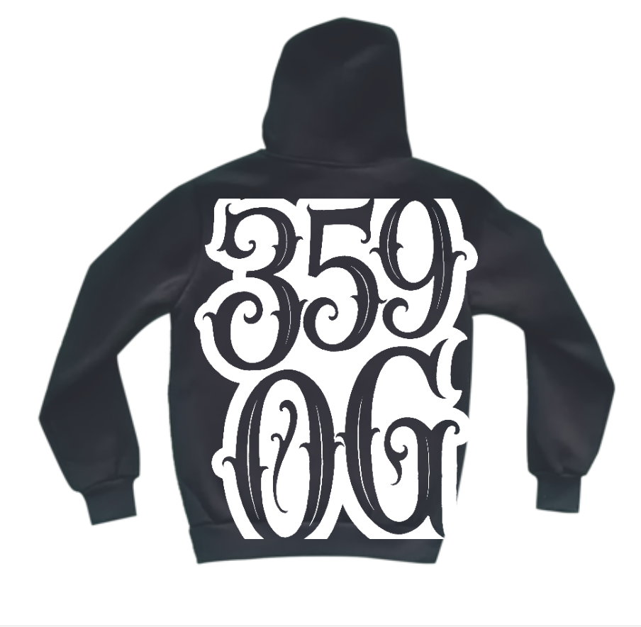 359OG Oversized Hoodie Тъмно синьо — гръб