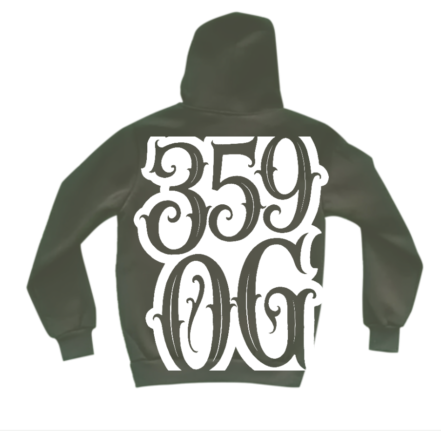 359OG Oversized Hoodie Маслинено зелено — гръб