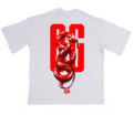 бяла хеви oversized тениска 359OG Snake, принт на гърба