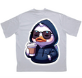 бяла oversized тениска 359OG Hood Duck, принт на гърба