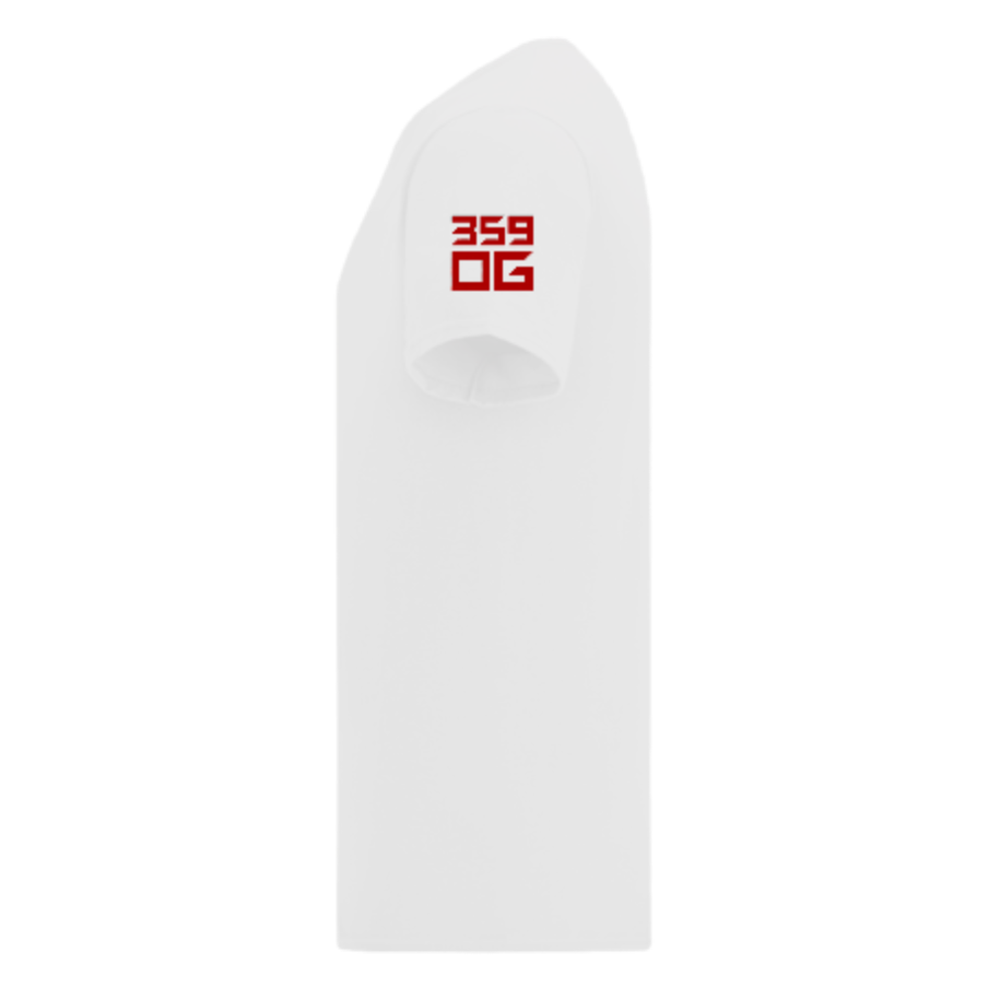 бяла heavy oversized тениска 359OG, принт на ръкава