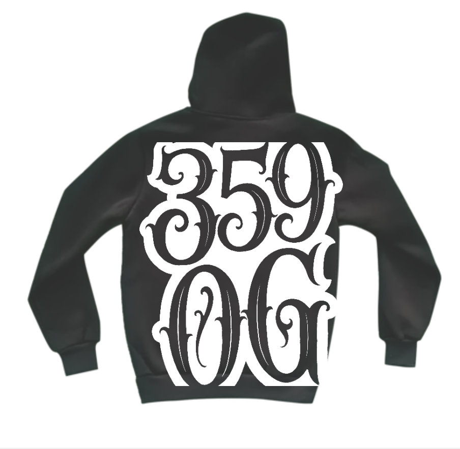 359OG Oversized Hoodie Черен — гръб