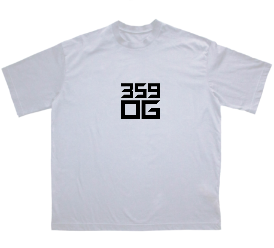 бяла oversized тениска 359OG Coffee Duck, лого отпред