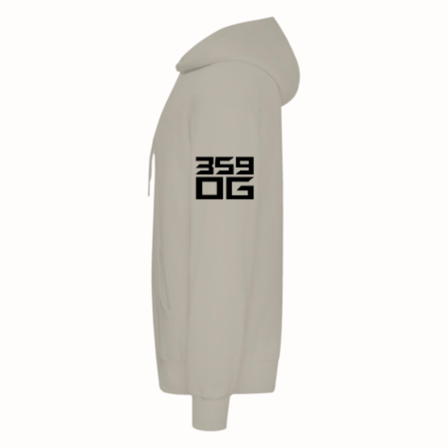 бежов oversized суичър 359OG, принт на ръкава