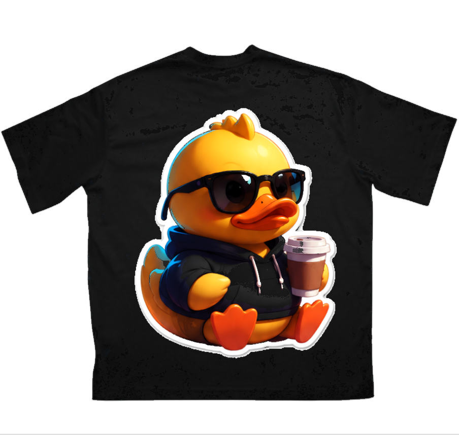 Черна оувърсайз тениска 359OG Coffee Duck — гръб