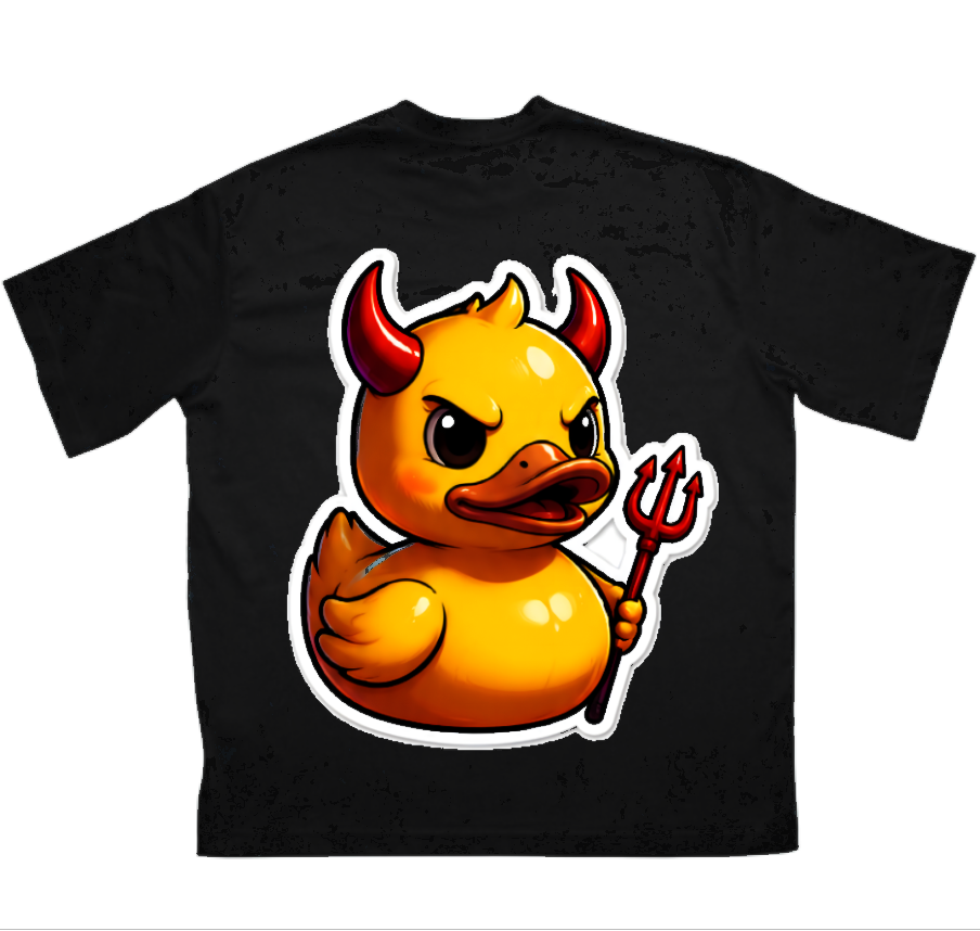 Черна оувърсайз тениска 359OG Devil Duck — гръб