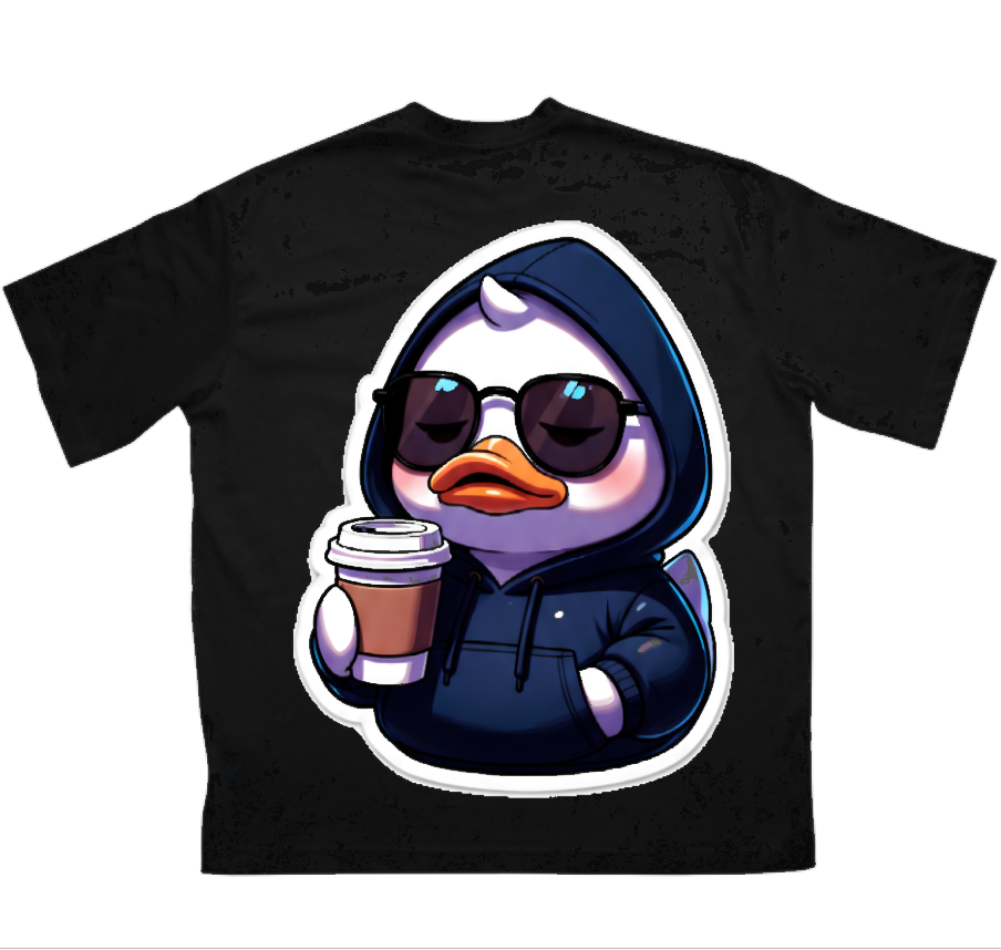 Черна оувърсайз тениска 359OG Hood Duck — гръб