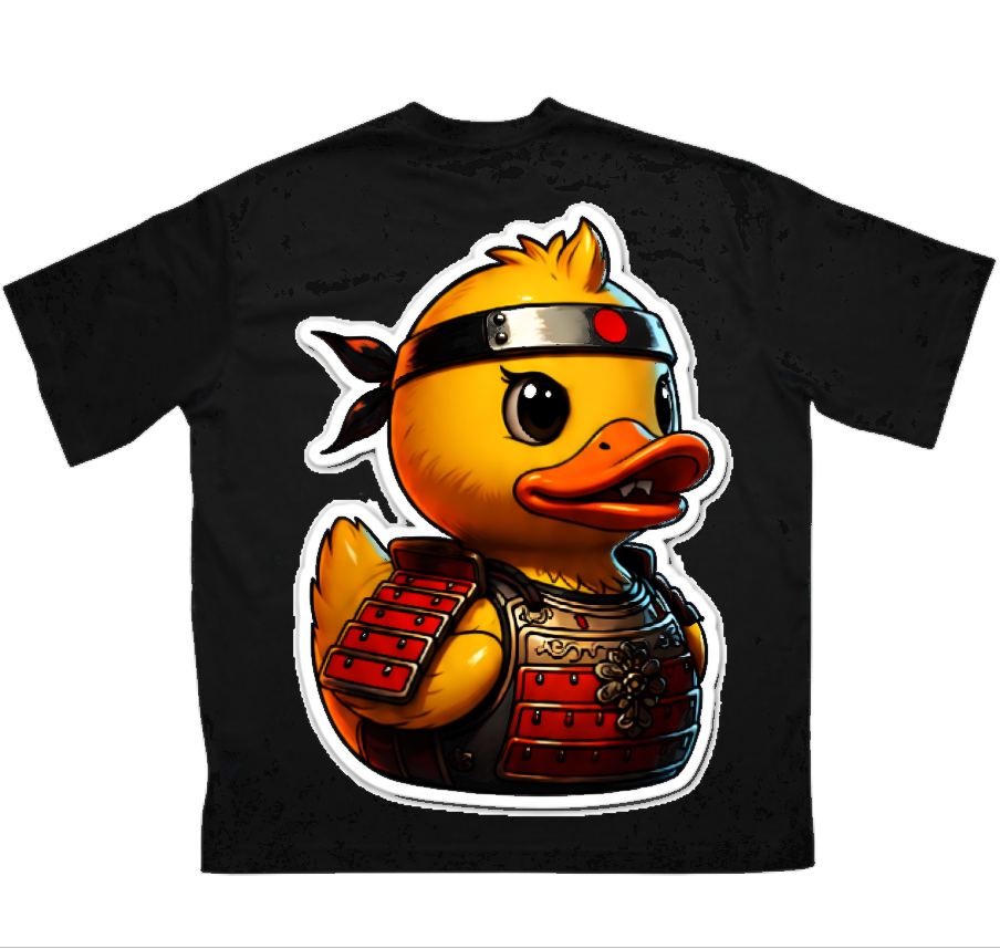 Черна оувърсайз тениска 359OG Samurai Duck — гръб
