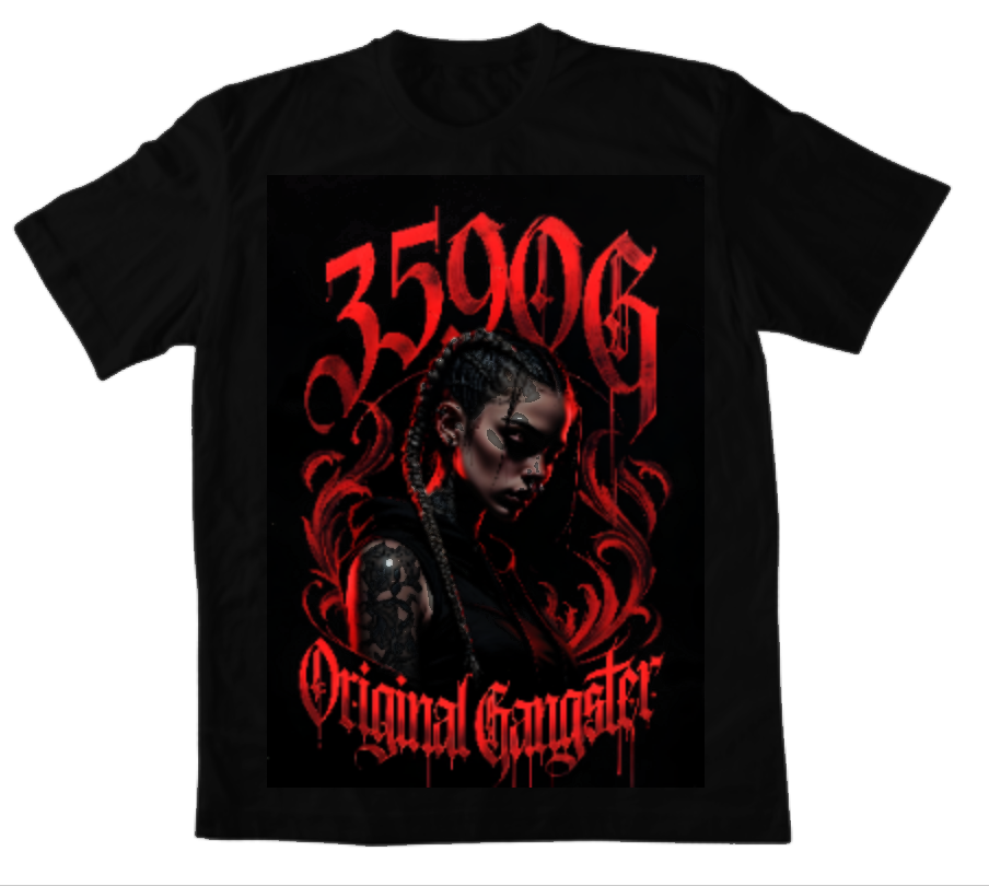Черна класическа тениска 359OG Original Gangster — гръб