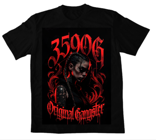 Черна класическа тениска 359OG Original Gangster — гръб